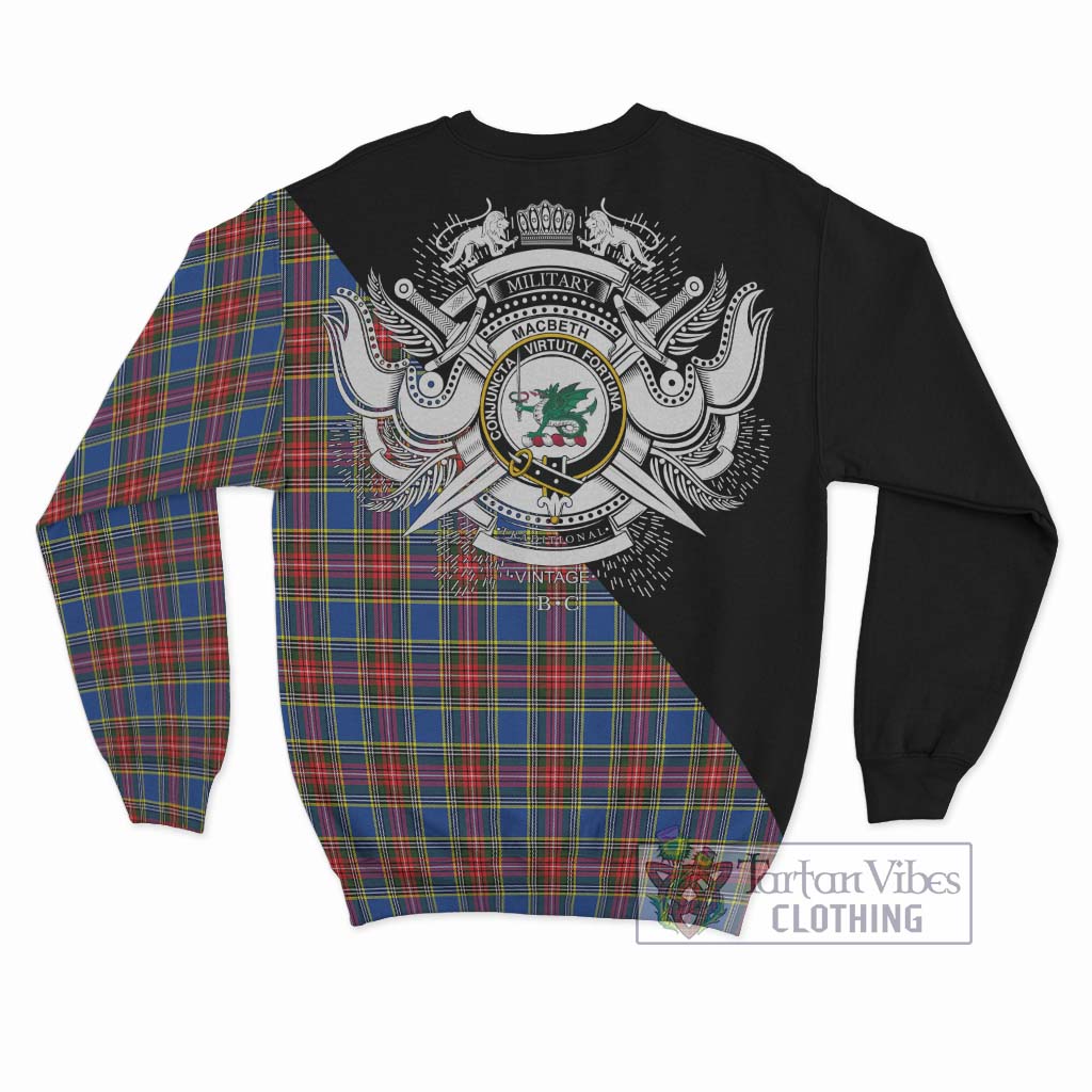 Tartan Vibes Clothing MacBeth Tartan Sweatshirt with Family Crest and Military Logo Style