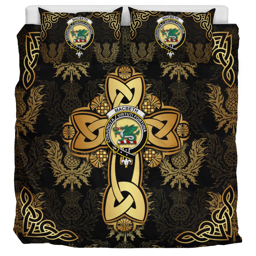 MacBeth Clan Bedding Sets Gold Thistle Celtic Style - Tartanvibesclothing