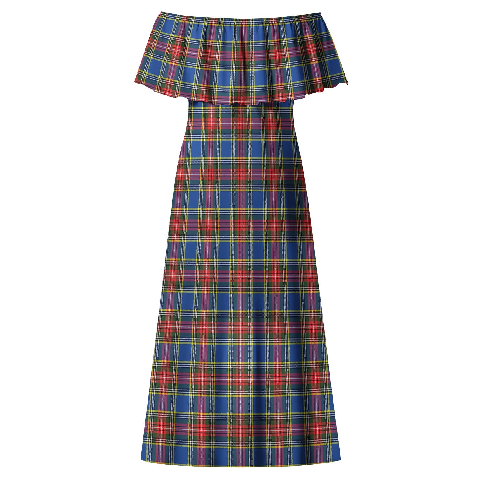 MacBeth Tartan Off Shoulder Long Dress - Tartanvibesclothing