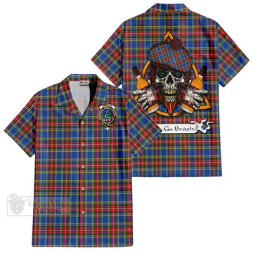 MacBeth (McBeth) Tartan Hawaiian Shirt with Family Crest and Bearded Skull Holding Bottles of Whiskey Kid - Tartan Vibes Clothing