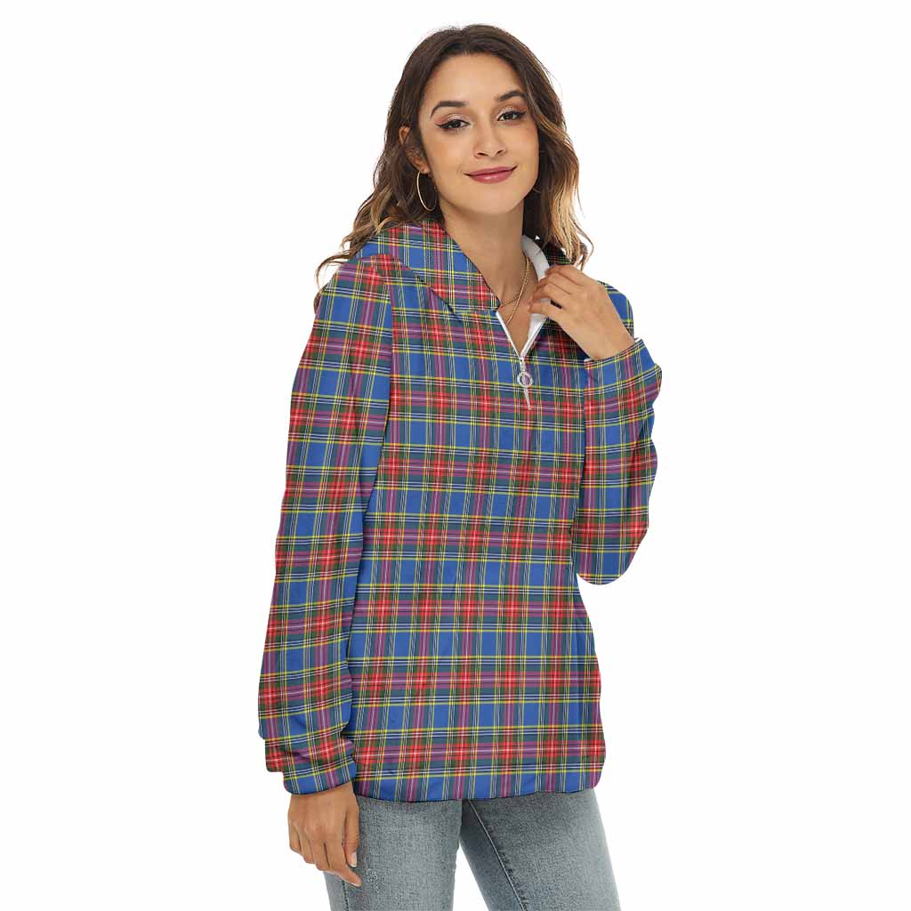 Tartan Vibes Clothing MacBeth (McBeth) Tartan Women's Borg  Half Zip Fleece Hoodie