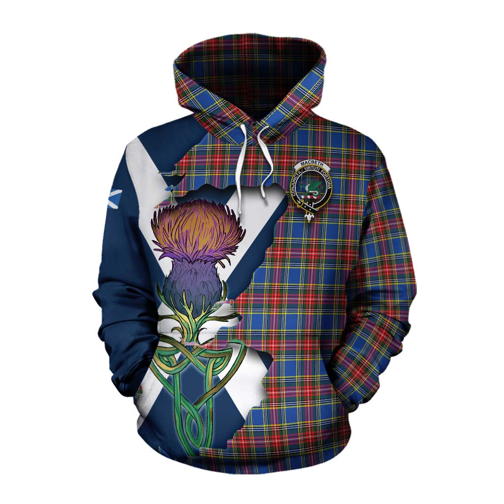 MacBeth (McBeth) Tartan Family Crest Cotton Hoodie Scottish Thistle Celtic Inspired Pullover Hoodie XS - Tartan Vibes Clothing