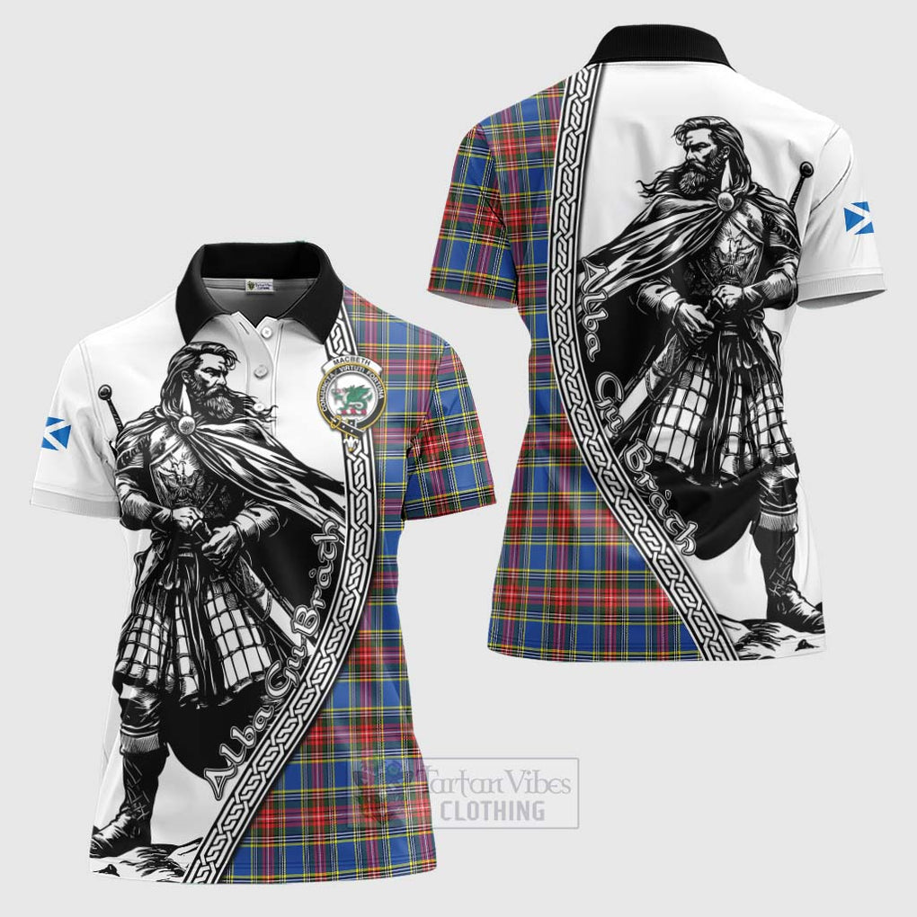 Tartan Vibes Clothing MacBeth (McBeth) Tartan Clan Crest Women's Polo Shirt with Highlander Warrior Celtic Style