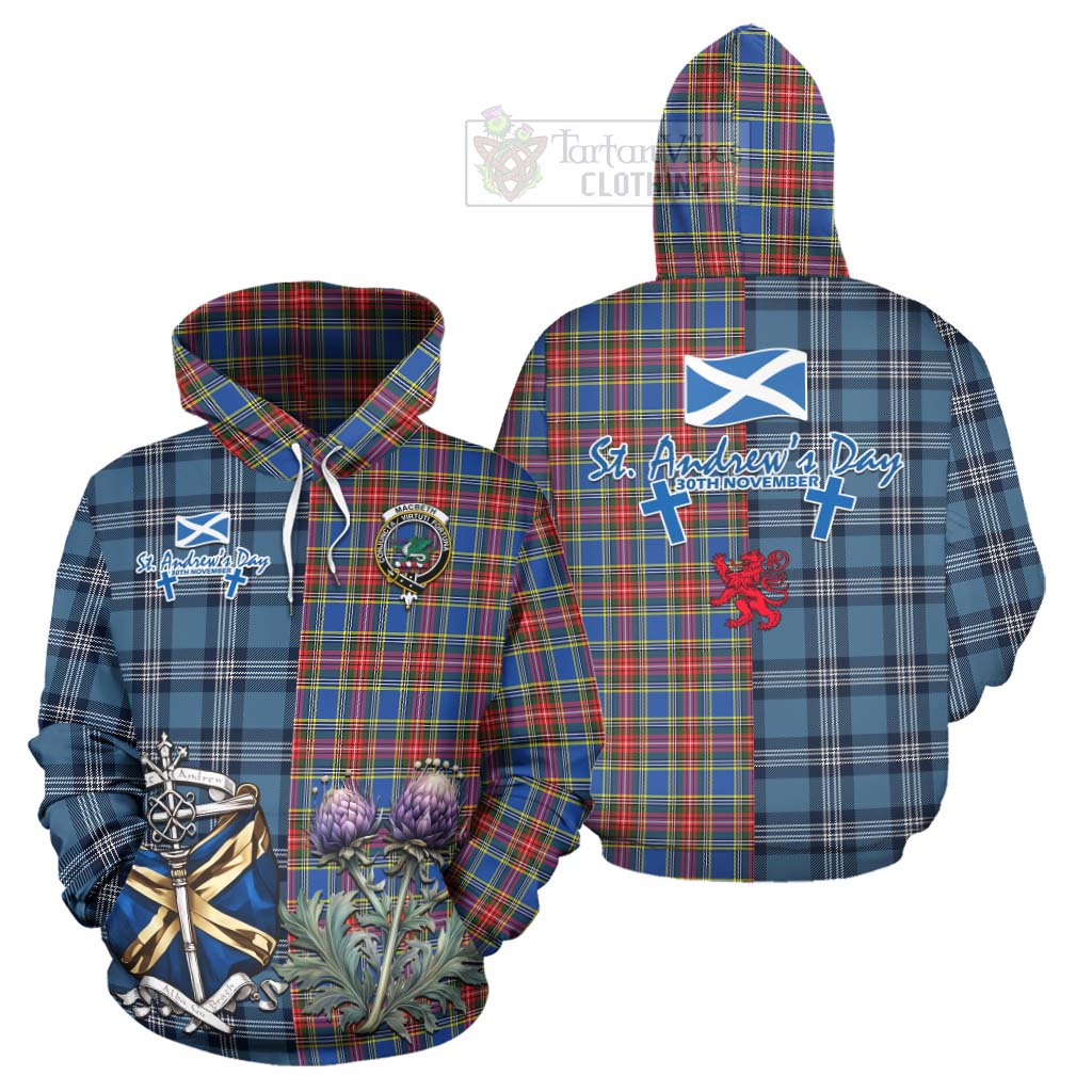 MacBeth (McBeth) Tartan Hoodie Happy St. Andrew's Day Half Tartan Style Zip Hoodie - Tartan Vibes Clothing