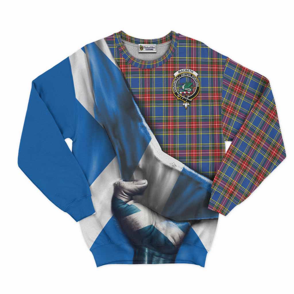 Tartan Vibes Clothing MacBeth (McBeth) Tartan Sweatshirt with Family Crest Scotland Patriotic Style