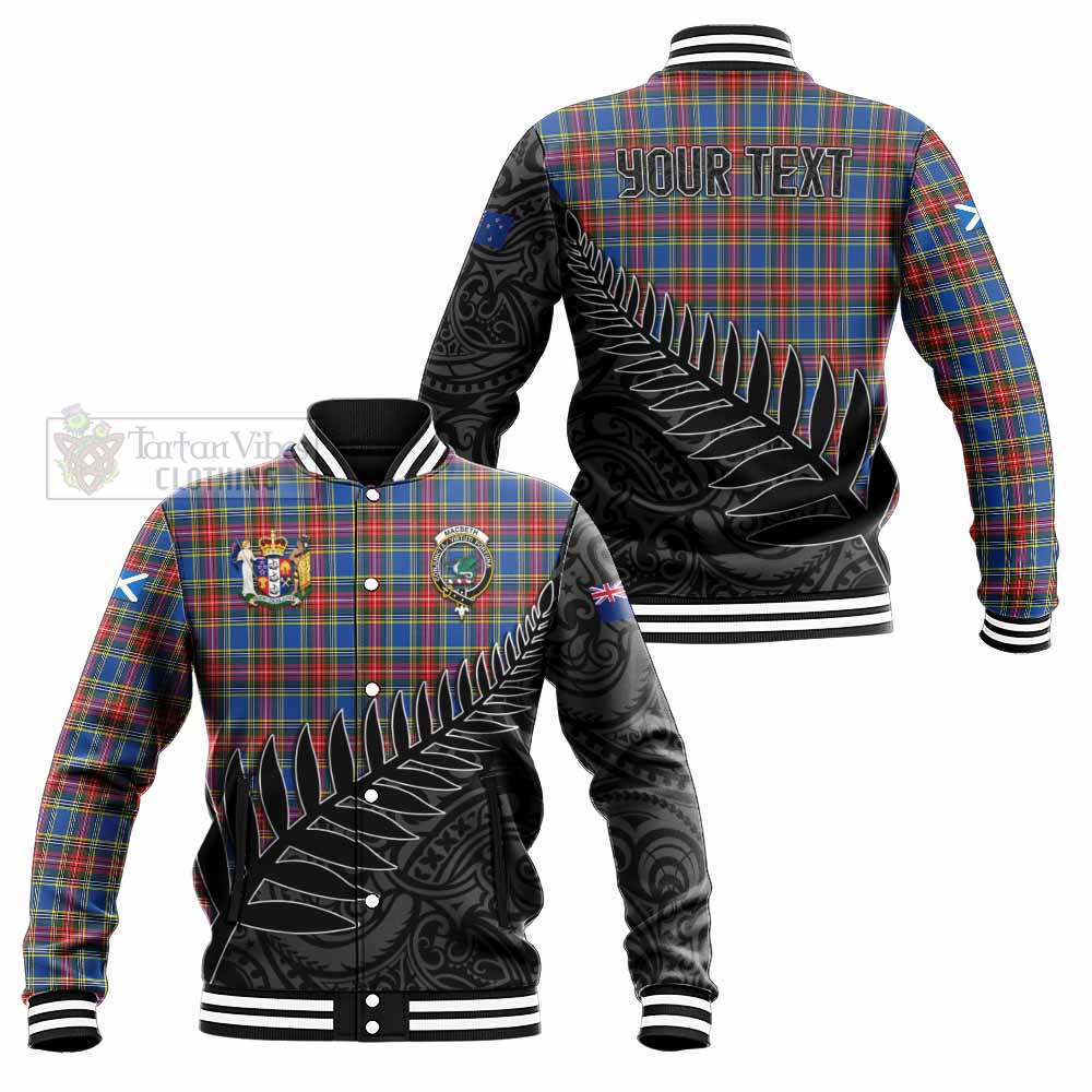 Tartan Vibes Clothing MacBeth (McBeth) Crest Tartan Baseball Jacket with New Zealand Silver Fern Half Style