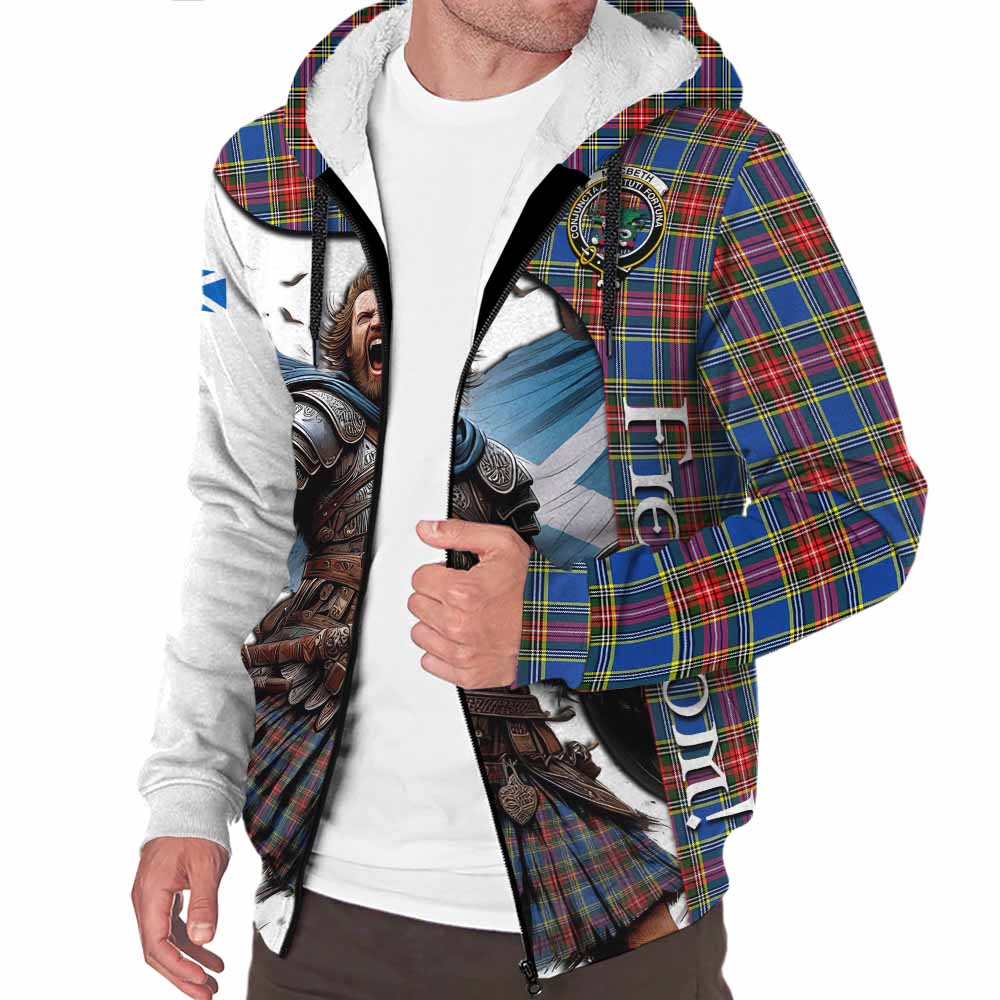 Tartan Vibes Clothing MacBeth (McBeth) Crest Tartan Sherpa Hoodie Inspired by the Freedom of Scottish Warrior