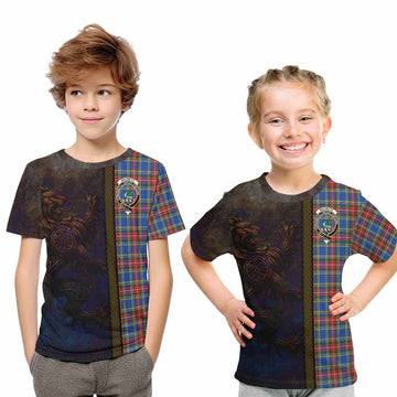 MacBeth (McBeth) Tartan Family Crest Kid T-Shirt Alba Gu Brath Be Brave Lion Ancient Style Youth XL Size14 - Tartan Vibes Clothing