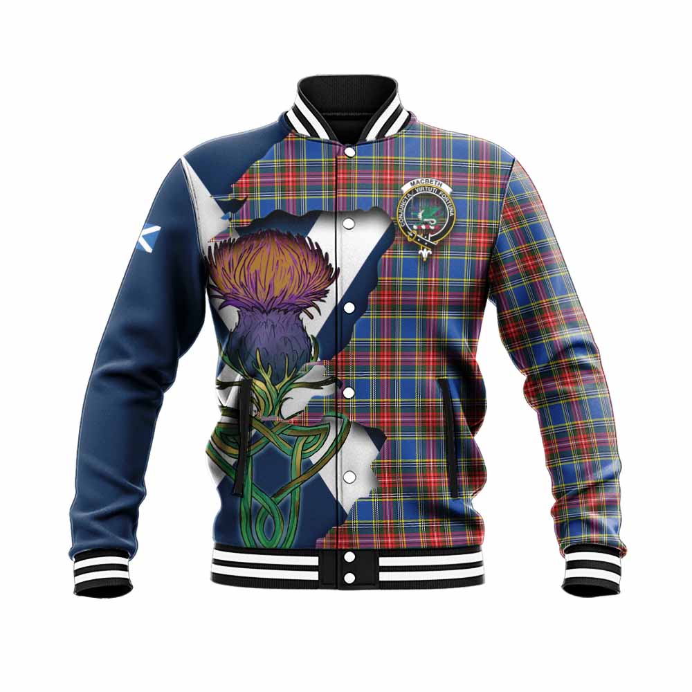 MacBeth (McBeth) Tartan Family Crest Baseball Jacket Scottish Thistle Celtic Inspired Unisex - Tartan Vibes Clothing