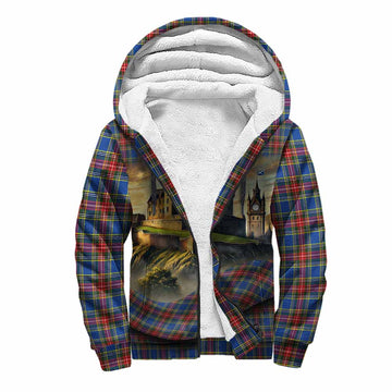 MacBeth (McBeth) Tartan Family Crest Sherpa Hoodie with Scottish Ancient Castle Style Unisex S - Tartan Vibes Clothing