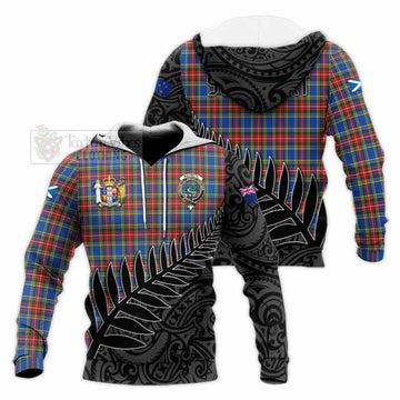 MacBeth (McBeth) Crest Tartan Knitted Hoodie with New Zealand Silver Fern Half Style