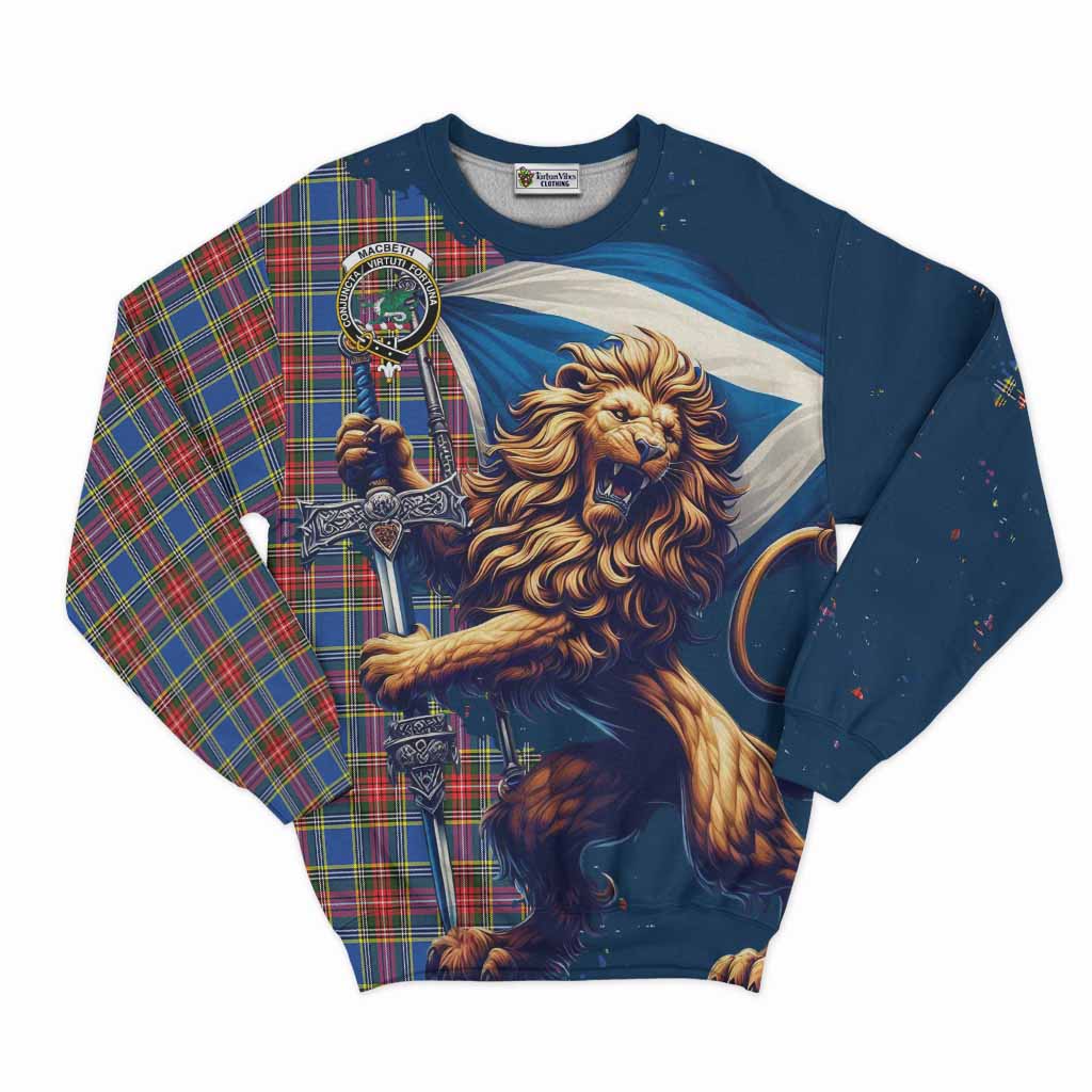 Tartan Vibes Clothing MacBeth (McBeth) Tartan Family Crest Sweatshirt with Scottish Majestic Lion