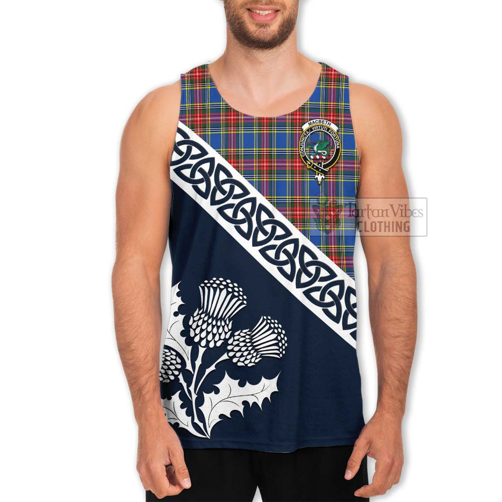 Tartan Vibes Clothing MacBeth (McBeth) Tartan Men's Tank Top Featuring Thistle and Scotland Map