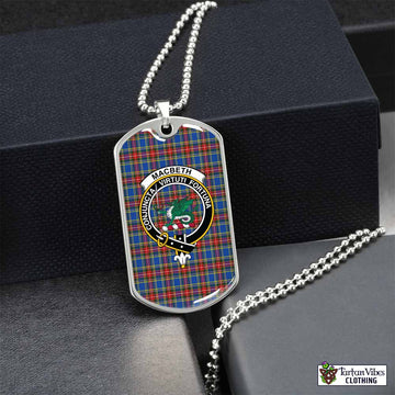 MacBeth (McBeth) Tartan Dog Tag Necklace with Family Crest