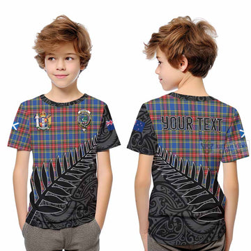 MacBeth (McBeth) Crest Tartan Kid T-Shirt with New Zealand Silver Fern Half Style