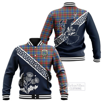 MacBeth (McBeth) Tartan Baseball Jacket Featuring Thistle and Scotland Map