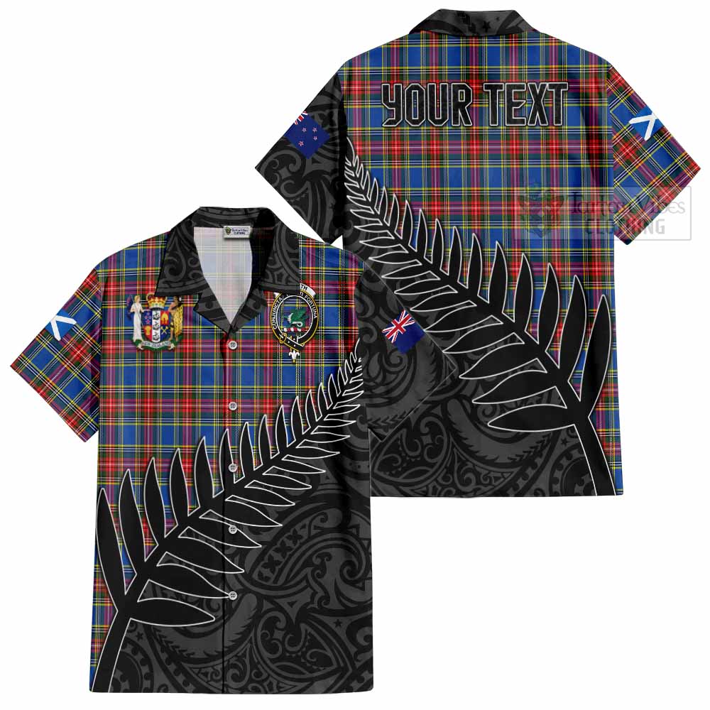 Tartan Vibes Clothing MacBeth (McBeth) Crest Tartan Short Sleeve Button Shirt with New Zealand Silver Fern Half Style