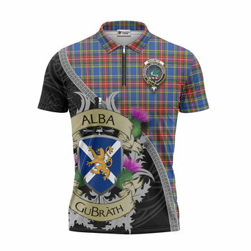MacBeth (McBeth) Tartan Family Crest Zipper Polo Shirt Lion Rampant Royal Thistle Shield Celtic Inspired Unisex - Tartan Vibes Clothing