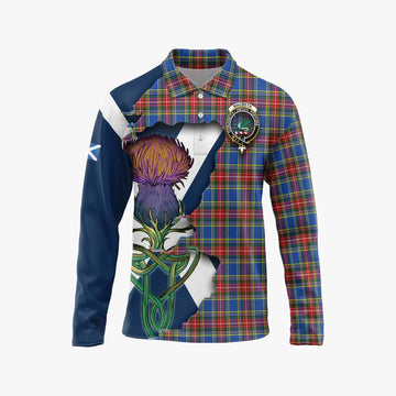 MacBeth (McBeth) Tartan Family Crest Long Sleeve Polo Shirt Scottish Thistle Celtic Inspired Unisex - Tartan Vibes Clothing