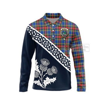MacBeth (McBeth) Tartan Long Sleeve Polo Shirt Featuring Thistle and Scotland Map Unisex - Tartan Vibes Clothing