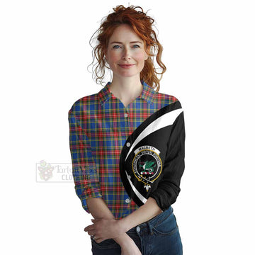 MacBeth (McBeth) Tartan Women's Casual Shirt with Family Crest Circle Style