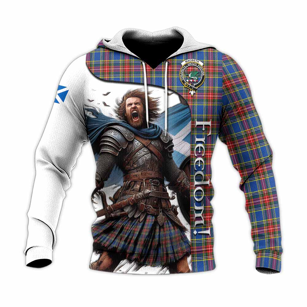 Tartan Vibes Clothing MacBeth (McBeth) Crest Tartan Knitted Hoodie Inspired by the Freedom of Scottish Warrior