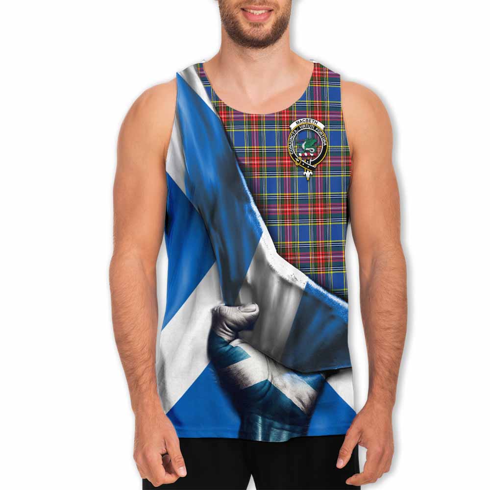 Tartan Vibes Clothing MacBeth (McBeth) Tartan Men's Tank Top with Family Crest Scotland Patriotic Style