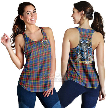 MacBeth (McBeth) Tartan Women's Racerback Tanks with Family Crest Celtic Skull Style