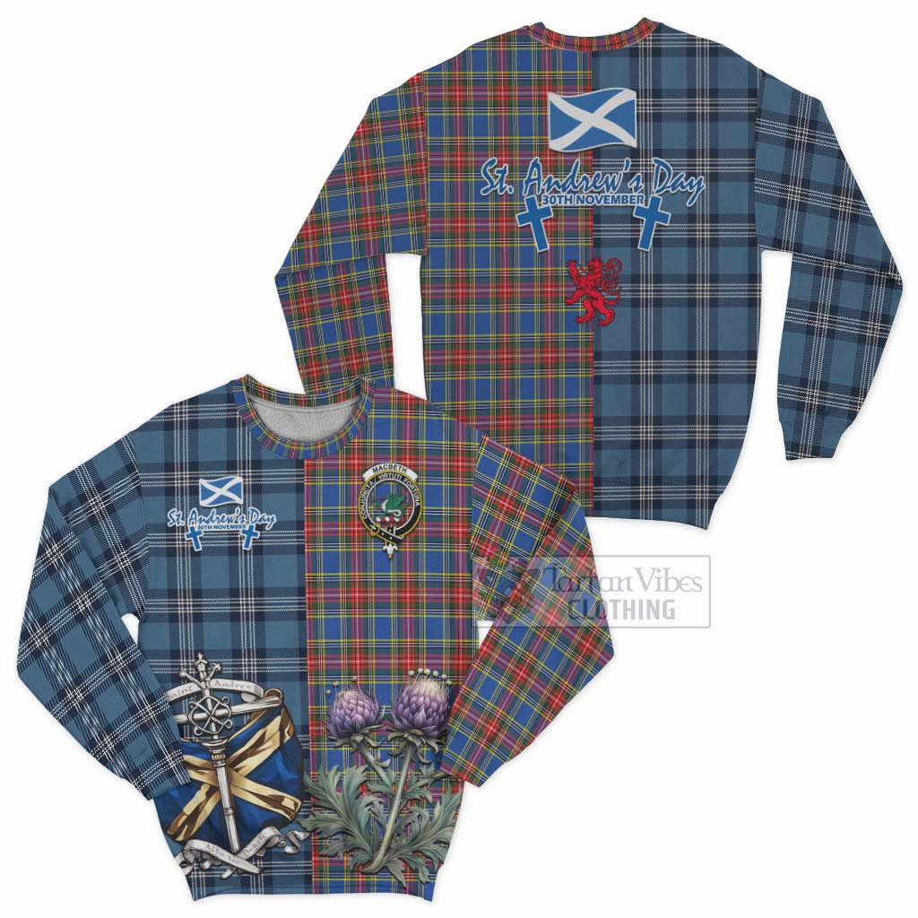 Tartan Vibes Clothing MacBeth (McBeth) Tartan Sweatshirt Happy St. Andrew's Day Half Tartan Style