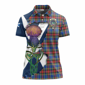 MacBeth (McBeth) Tartan Family Crest Women's Polo Shirt Scottish Thistle Celtic Inspired Women - Tartan Vibes Clothing