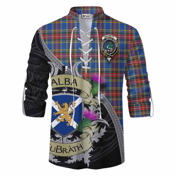 MacBeth (McBeth) Tartan Family Crest Ghillie Kilt Shirt Lion Rampant Royal Thistle Shield Celtic Inspired Men - Tartan Vibes Clothing