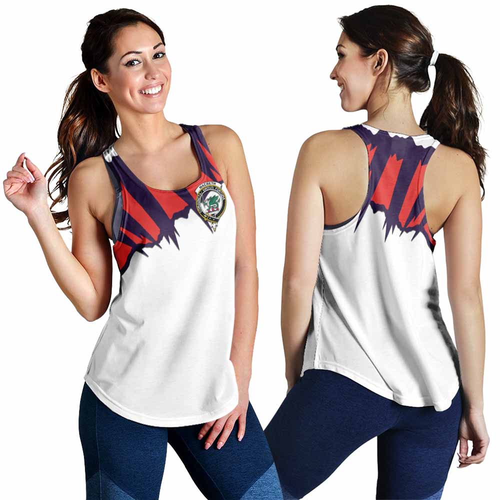 MacBeth (McBeth) Clan Crest Women's Racerback Tanks with Retro Sport Style 4XL - 2D-tartanvibesclothing
