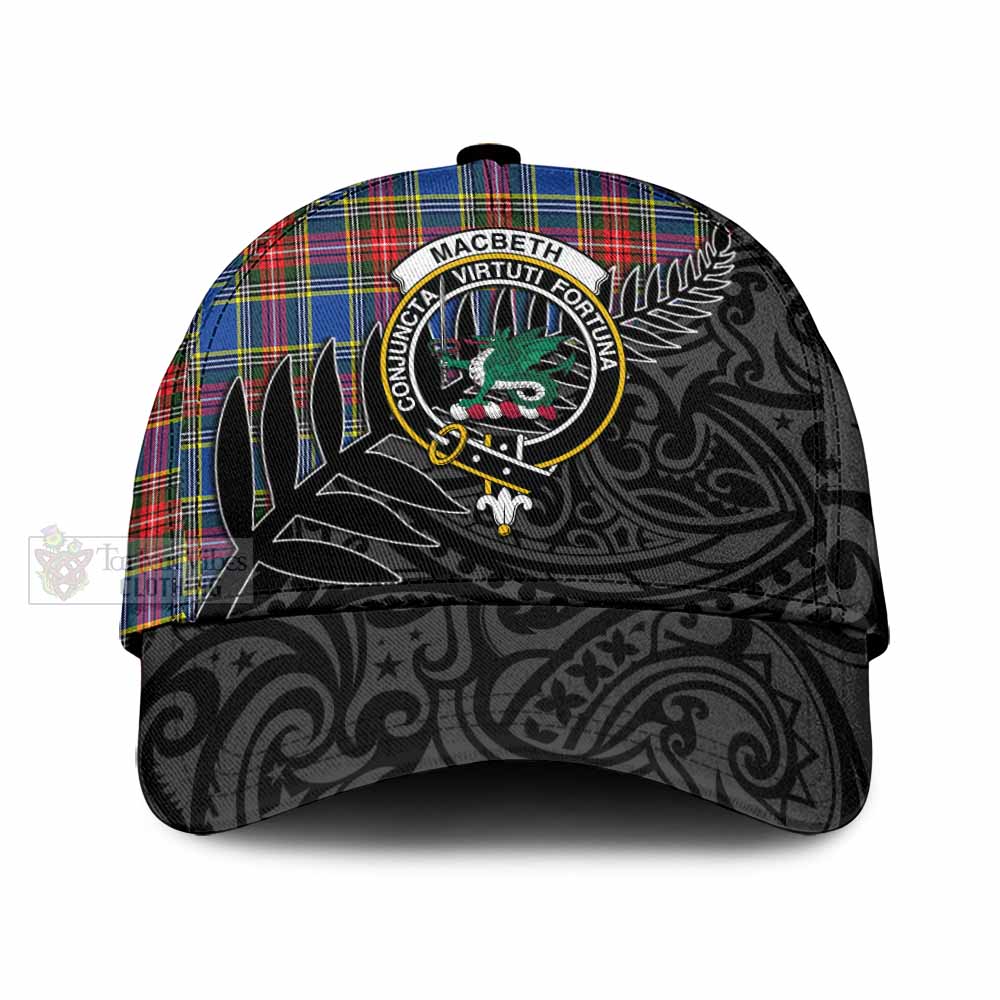 Tartan Vibes Clothing MacBeth (McBeth) Tartan Classic Cap with New Zealand Silver Fern Half Style