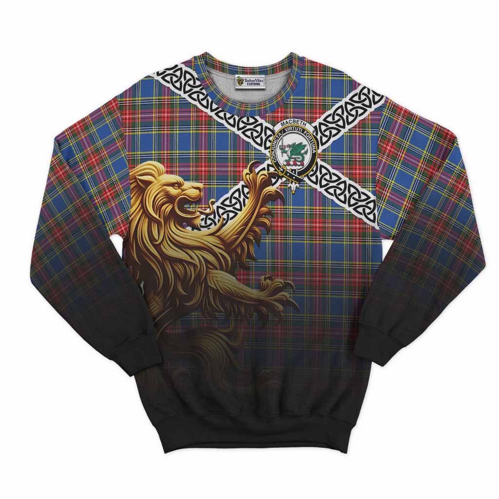 MacBeth (McBeth) Crest Tartan Sweatshirt with Golden Lion Emblem Celtic Style Unisex - Tartan Vibes Clothing