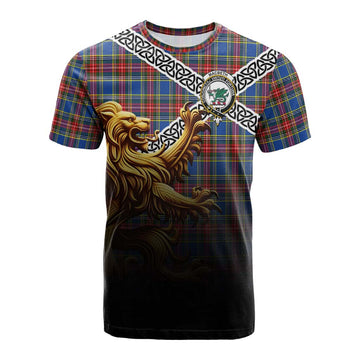 MacBeth (McBeth) Crest Tartan Cotton T-shirt with Golden Lion Emblem Celtic Style Kid's Shirt - Tartan Vibes Clothing