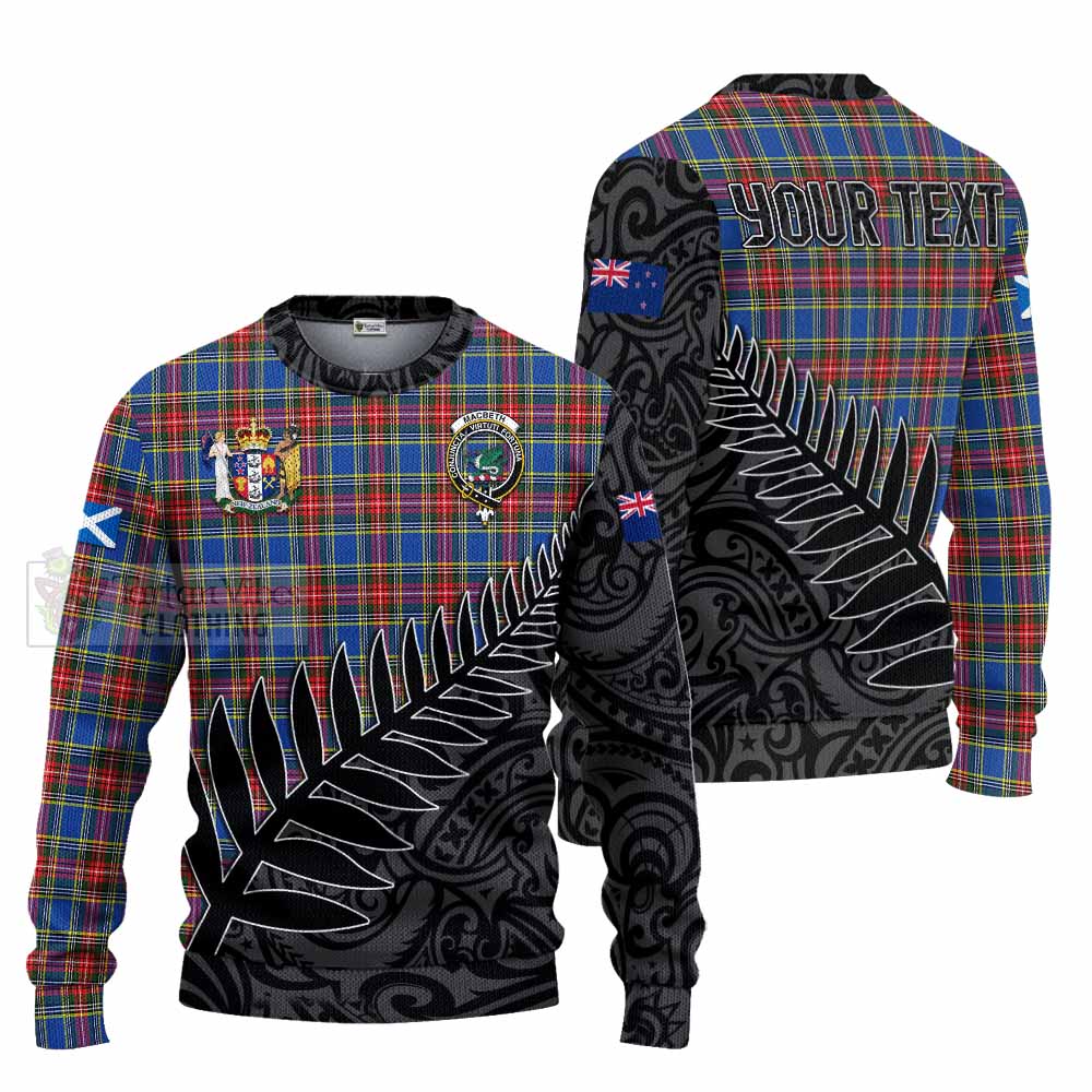 Tartan Vibes Clothing MacBeth (McBeth) Crest Tartan Knitted Sweater with New Zealand Silver Fern Half Style