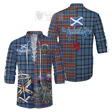 MacBeth (McBeth) Tartan Ghillie Kilt Shirt Happy St. Andrew's Day Half Tartan Style Men - Tartan Vibes Clothing