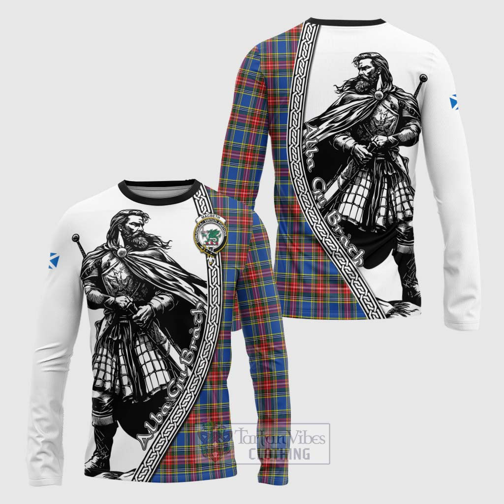 Tartan Vibes Clothing MacBeth (McBeth) Tartan Clan Crest Long Sleeve T-Shirt with Highlander Warrior Celtic Style