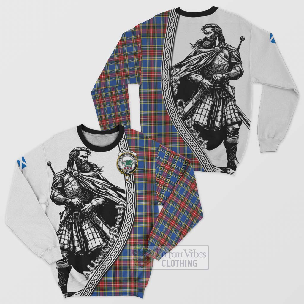 Tartan Vibes Clothing MacBeth (McBeth) Tartan Clan Crest Sweatshirt with Highlander Warrior Celtic Style