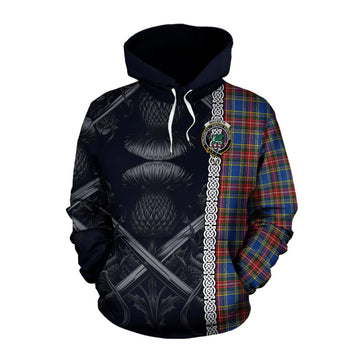 MacBeth (McBeth) Tartan Cotton Hoodie with Family Crest Cross Sword Thistle Celtic Vibes Pullover Hoodie XS - Tartan Vibes Clothing
