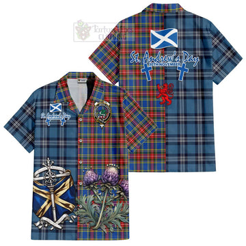 MacBeth (McBeth) Tartan Hawaiian Shirt Happy St. Andrew's Day Half Tartan Style Kid - Tartan Vibes Clothing