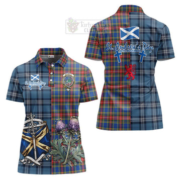 MacBeth (McBeth) Tartan Women's Polo Shirt Happy St. Andrew's Day Half Tartan Style