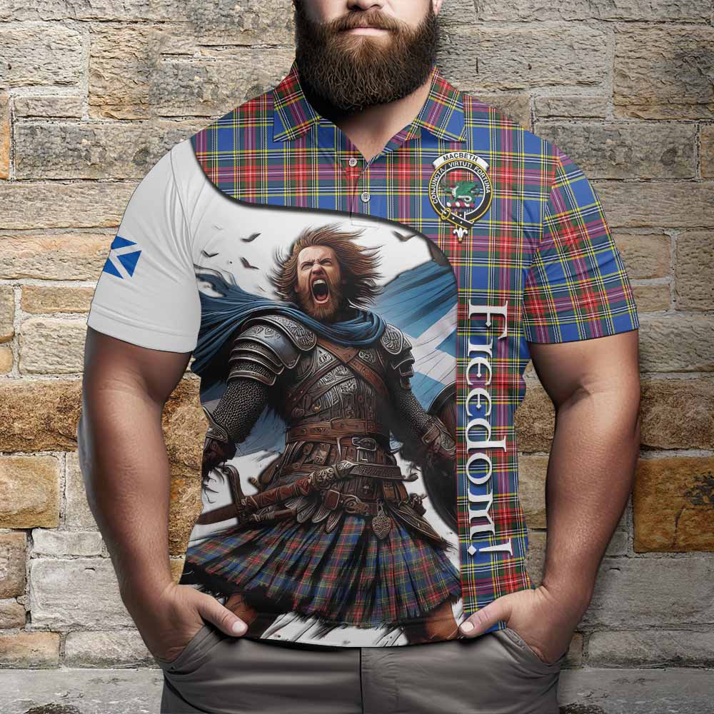 Tartan Vibes Clothing MacBeth (McBeth) Crest Tartan Polo Shirt Inspired by the Freedom of Scottish Warrior