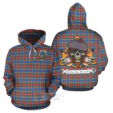 MacBeth (McBeth) Tartan Hoodie with Family Crest and Bearded Skull Holding Bottles of Whiskey