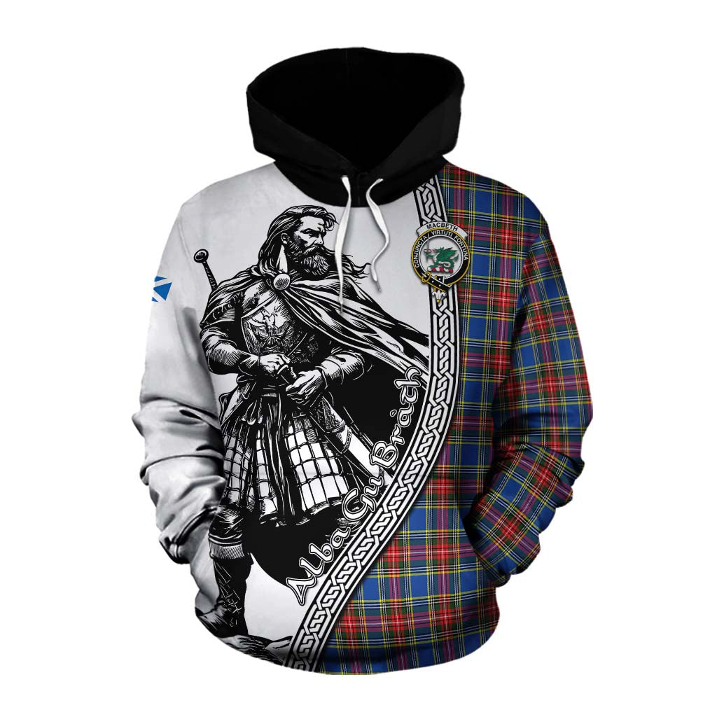 MacBeth (McBeth) Tartan Clan Crest Cotton Hoodie with Highlander Warrior Celtic Style Pullover Hoodie XS - Tartan Vibes Clothing