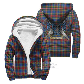 MacBeth (McBeth) Tartan Sherpa Hoodie with Family Crest Celtic Skull Style