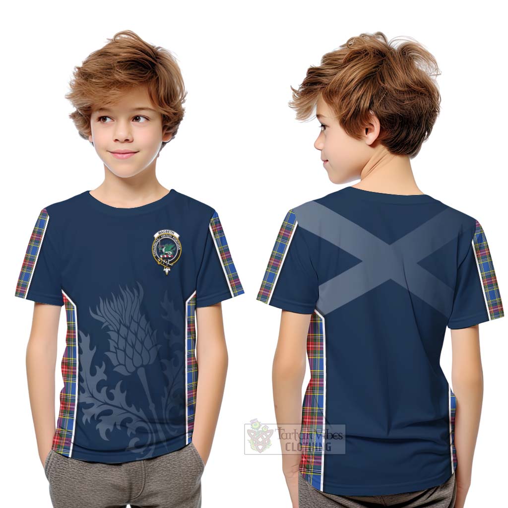 Tartan Vibes Clothing MacBeth (McBeth) Tartan Kid T-Shirt with Family Crest and Scottish Thistle Vibes Sport Style