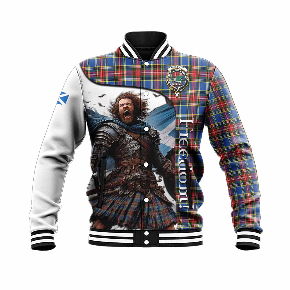 Tartan Vibes Clothing MacBeth (McBeth) Crest Tartan Baseball Jacket Inspired by the Freedom of Scottish Warrior