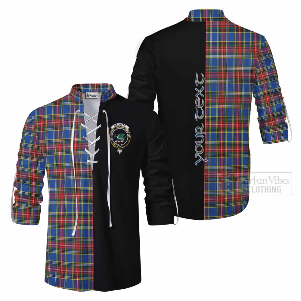 Tartan Vibes Clothing MacBeth (McBeth) Tartan Ghillie Kilt Shirt with Family Crest and Half Of Me Style