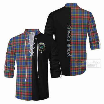 MacBeth (McBeth) Tartan Ghillie Kilt Shirt with Family Crest and Half Of Me Style